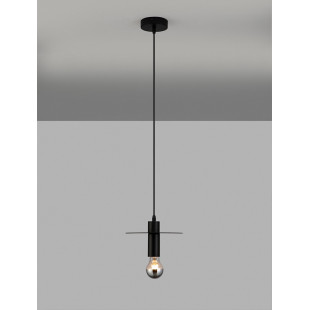 Lampa wisząca żarówka z płaskim kloszem Vernisi 20cm czarna