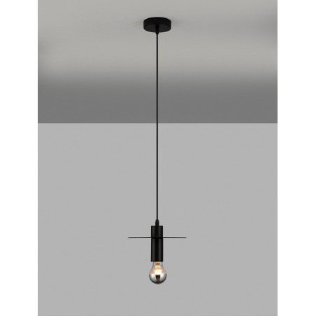 Lampa wisząca żarówka z płaskim kloszem Vernisi 20cm czarna