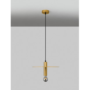 Lampa wisząca żarówka z płaskim kloszem Vernisi 35cm złota 