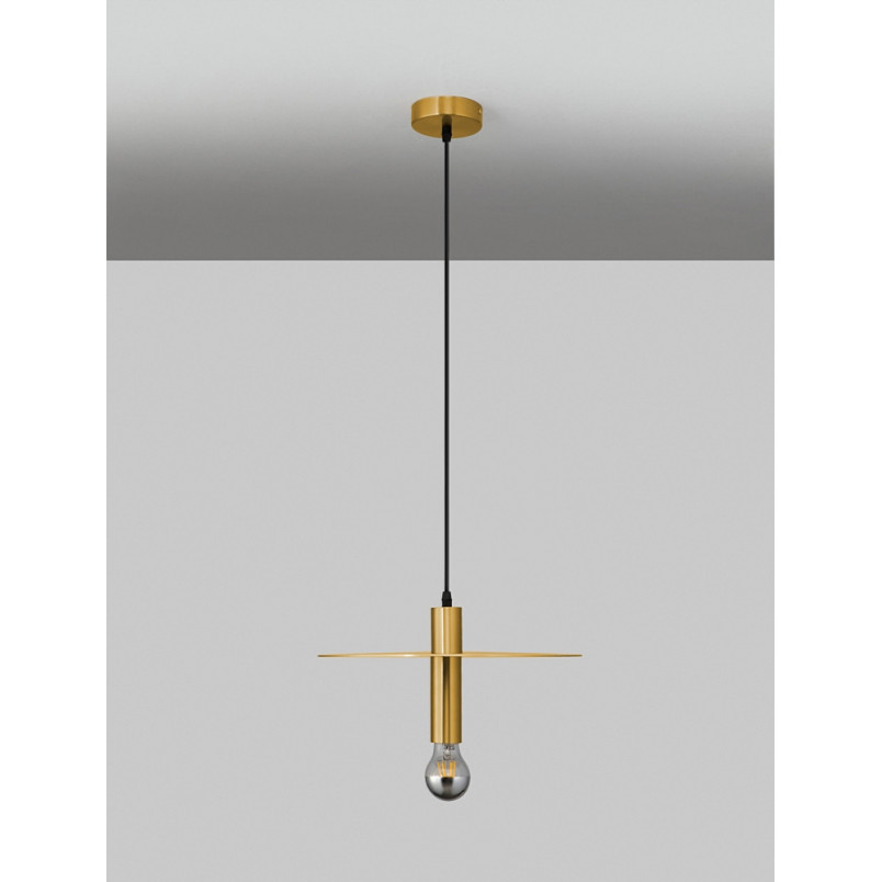 Lampa wisząca żarówka z płaskim kloszem Vernisi 35cm złota 