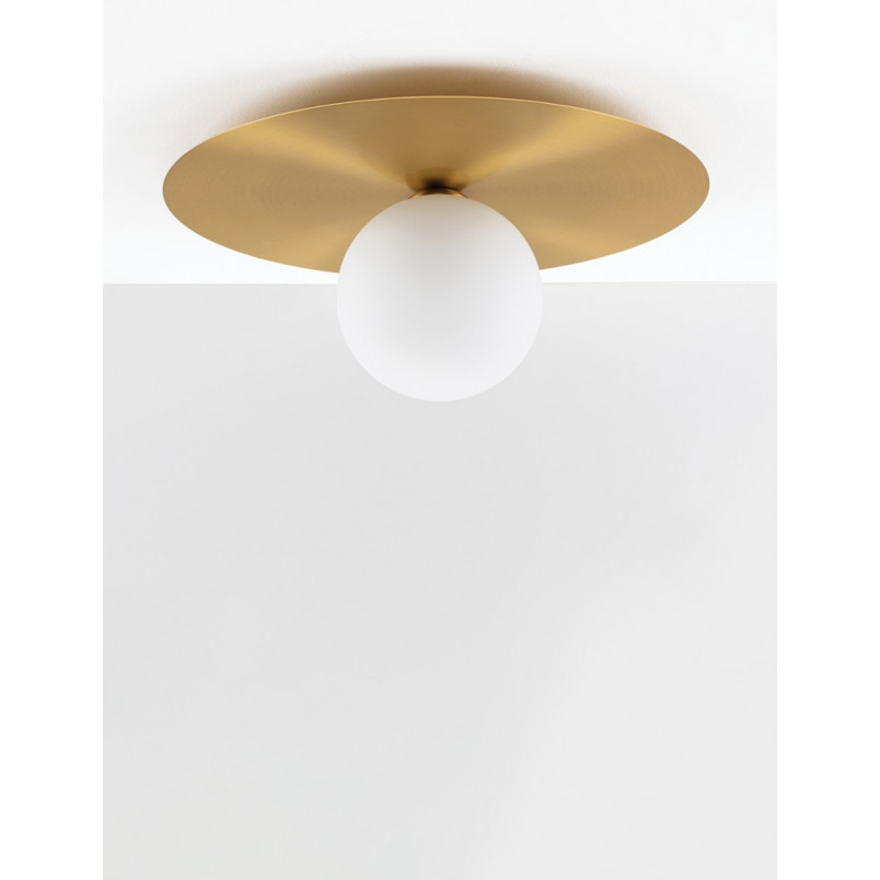 Plafon szklana kula glamour Thoros 40cm opal / złoty