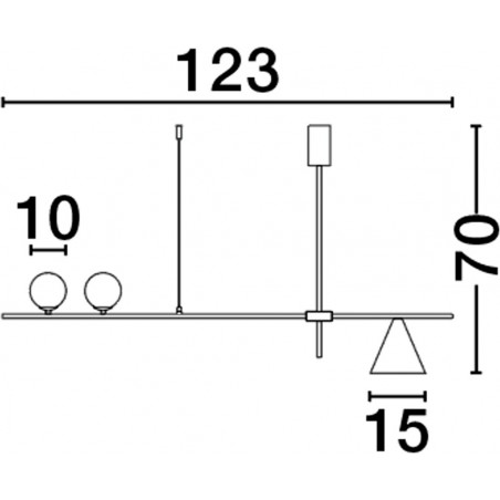 Lampa wisząca podłużna retro Antipe 123cm mosiądz / czarny