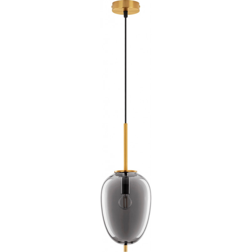 Lampa wisząca szklana glamour Tamo 15,8cm szkło dymione / złoty mosiądz