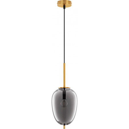 Lampa wisząca szklana glamour Tamo 15,8cm szkło dymione / złoty mosiądz
