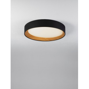 Plafon skandynawski ściemniany Nordicos LED 45cm czarny / drewno
