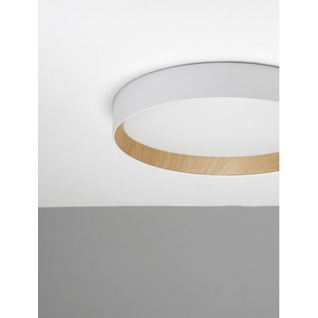 Plafon skandynawski ściemniany Nordicos LED 60cm biały / drewno