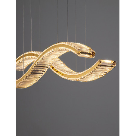 Lampa wisząca glamour z kryształkami Infinito LED 120cm złota