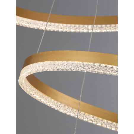 Lampa wisząca okrągła z kryształkami Giulia LED 80cm / 60cm / 40cm złoty mosiądz