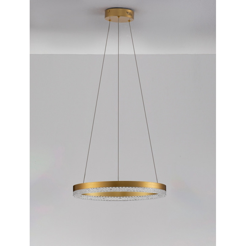 Lampa wisząca okrągła z kryształkami Giulia LED 40cm złoty mosiądz