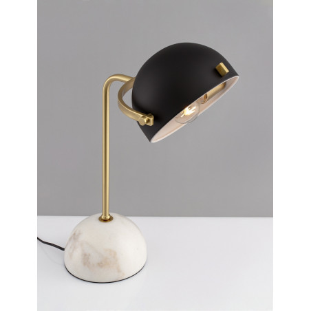 Lampa stołowa retro Lorenzo czarny / złoty / marmur