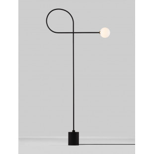 Lampa podłogowa szklana kula designerska Ballo opal / czarny