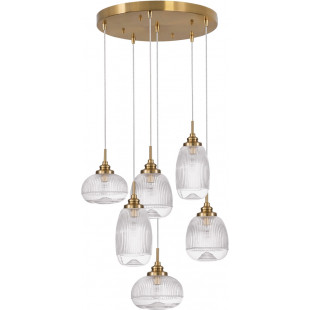 Lampa wisząca szklana vintage Tripsi VI 51cm przeźroczysty / złoty mosiądz