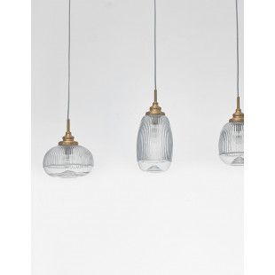 Lampa wisząca szklana vintage na listwie Tripsi III 76,5cm przeźroczysty / złoty mosiądz