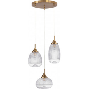 Lampa wisząca szklana vintage Tripsi III 49cm przeźroczysty / złoty mosiądz