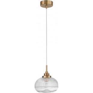 Lampa wisząca szklana vintage Tripsi 18cm przeźroczysty / złoty mosiądz