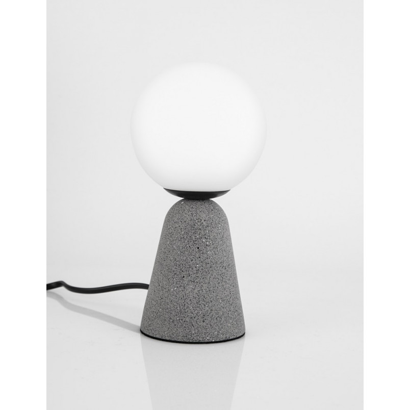 Lampa betonowa ze szklanym kloszem Noon szaro-biała