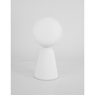 Lampa stołowa betonowo-szklana Noon biała