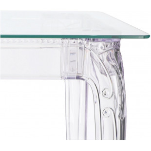 Przezroczysty stół designerski Ghost 80x80cm ze szklanym blatem