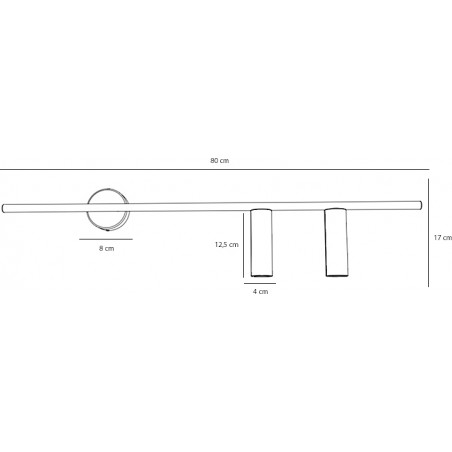 Kinkiet podłużny Trevo II prawy 80cm czarny Aldex