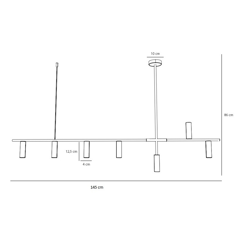 Lampa wisząca podłużna Trevo VII 145cm czarno-mosiężna Aldex