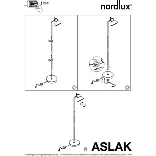 Lampa podłogowa industrialna Aslak Czarny marki Nordlux