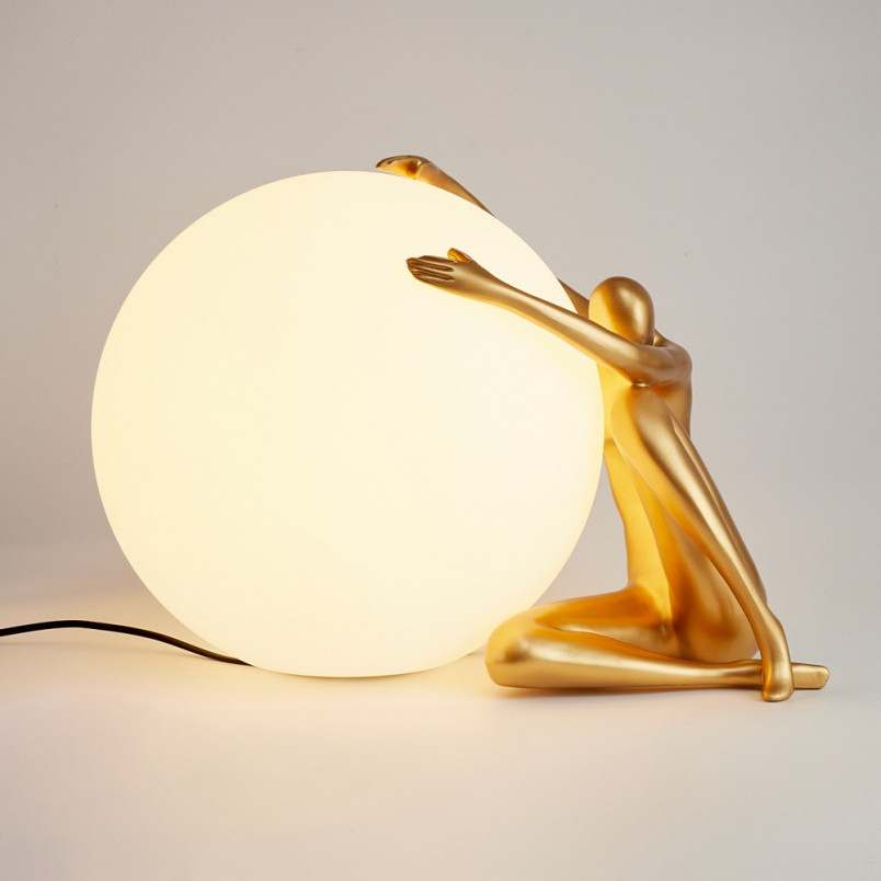 Lampa stołowa szklana designerska Woman 47cm biały / złoty Step Into Design