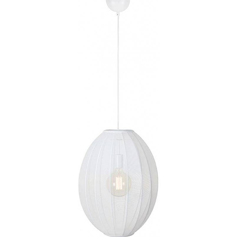 Lampa wisząca owalna z abażurem Florence 40cm biała Markslojd
