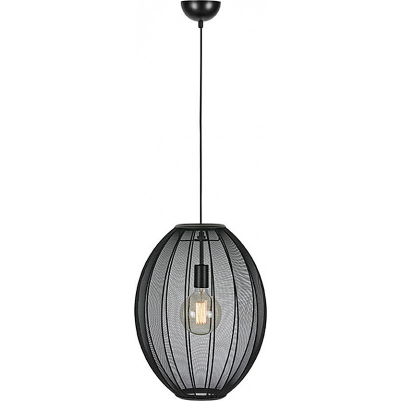 Lampa wisząca owalna z abażurem Florence 40cm czarna Markslojd