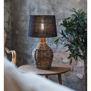 Lampa stołowa pleciona z abażurem Paglia 32cm czarny / naturalny Markslojd