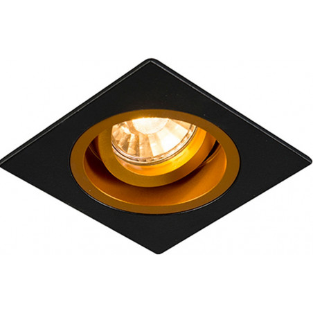 Lampa podtynkowa spot kwadratowa Chuck DL 9,2x9,2cm czarny / złoty Zumaline