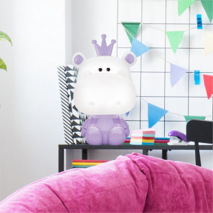 Lampa dla dziewczynki Hippo LED biały / fioletowy Zumaline
