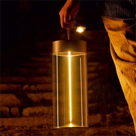 Lampa przenośna nowoczesna Esterno III LED szary / przeźroczysty Zumaline