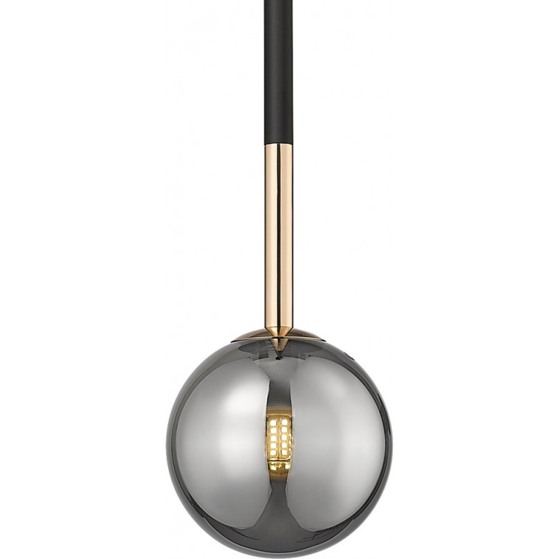 Lampa wisząca szklana kula Arcturus 12cm czarny mat / francuskie złoto / szkło chrom Zumaline