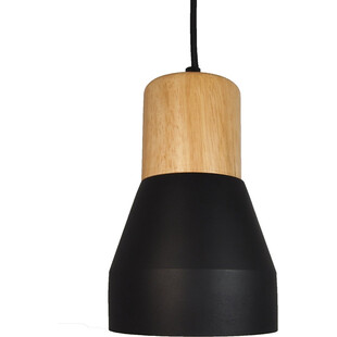 Lampa wisząca betonowa z drewnem Concrete Czarna marki Step Into Design