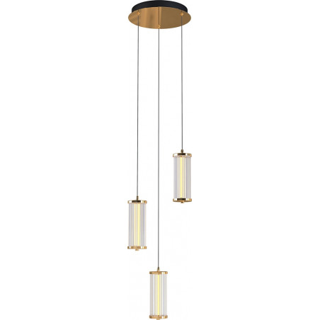 Lampa wisząca szklana potrójna Cally II LED 30cm złota Zumaline