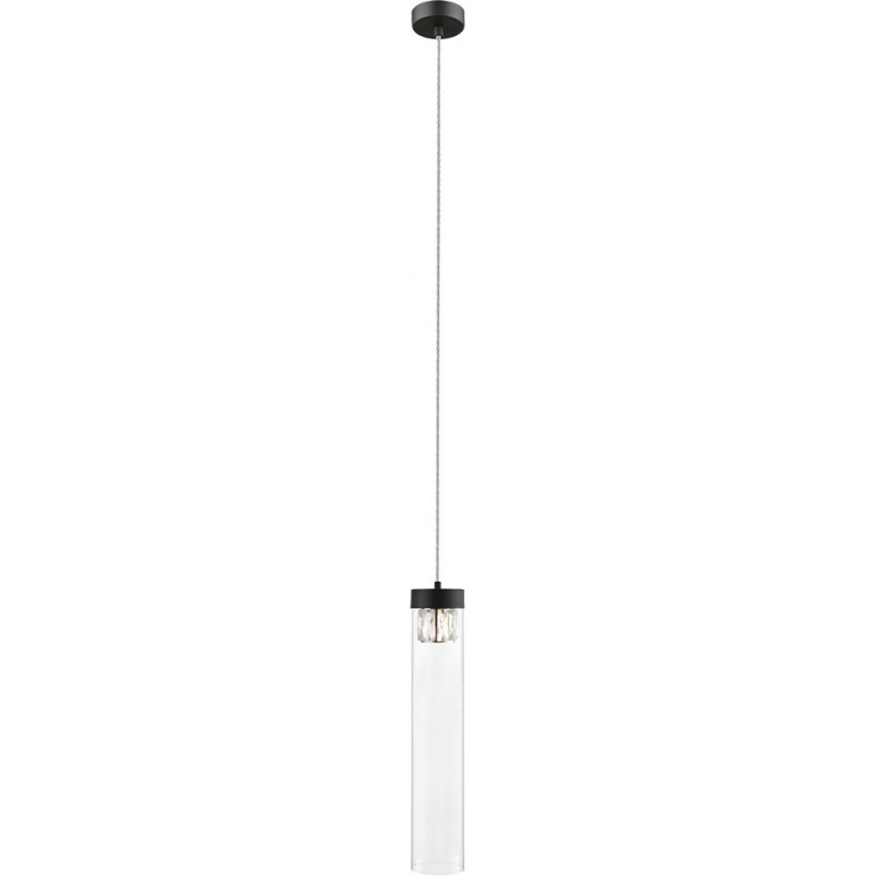 Lampa wisząca szklana tuba glamour Gem 11cm przeźroczysty / czarny ZumaLine