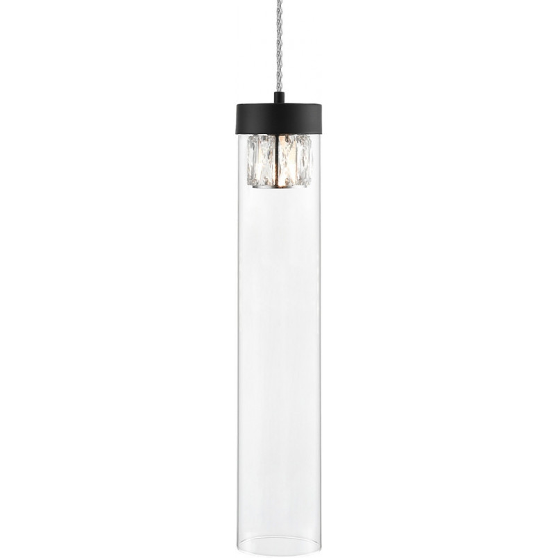 Lampa wisząca szklana tuba glamour Gem 11cm przeźroczysty / czarny ZumaLine