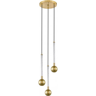 Lampa wisząca 3 szklane kule Mida 31cm mosiądz szczotkowany / złote szkło Zumaline