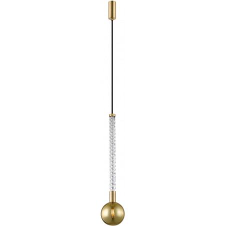 Lampa wisząca szklana kula Mida 11cm mosiądz szczotkowany / złote szkło Zumaline