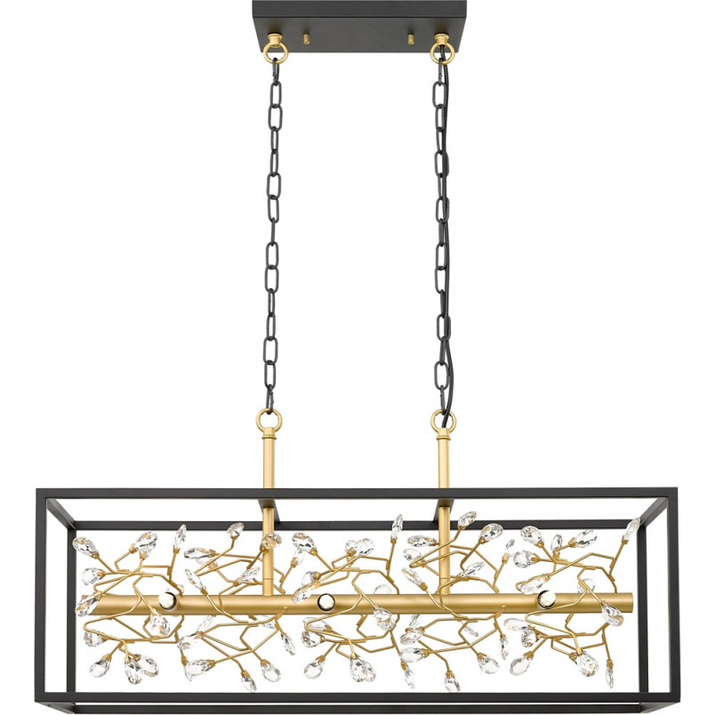 Lampa wisząca z kryształkami Spring 76cm złoty / przeźroczysty / czarny Zumaline