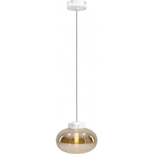 Lampa wisząca szklana Moonstone 45cm bursztynowe szkło / biały marmur Maxlight