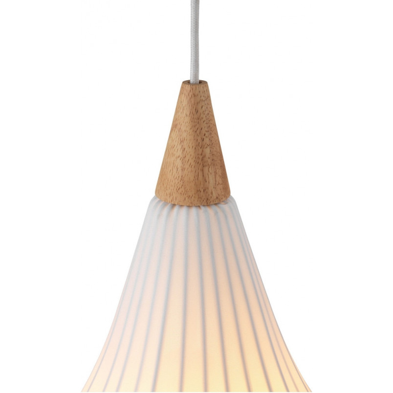 Lampa wisząca z abażurem Drops Textile 30cm biały / drewno HaloDesign