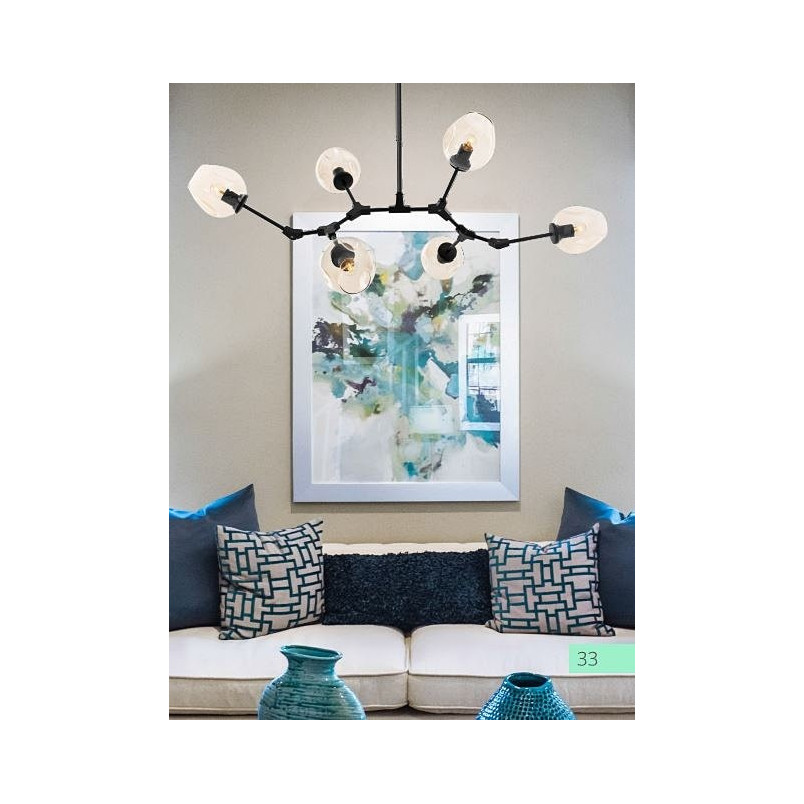 Stylizowa Lampa sufitowa szklana designerska Modern Orchid 6 Czarno Bursztynowa