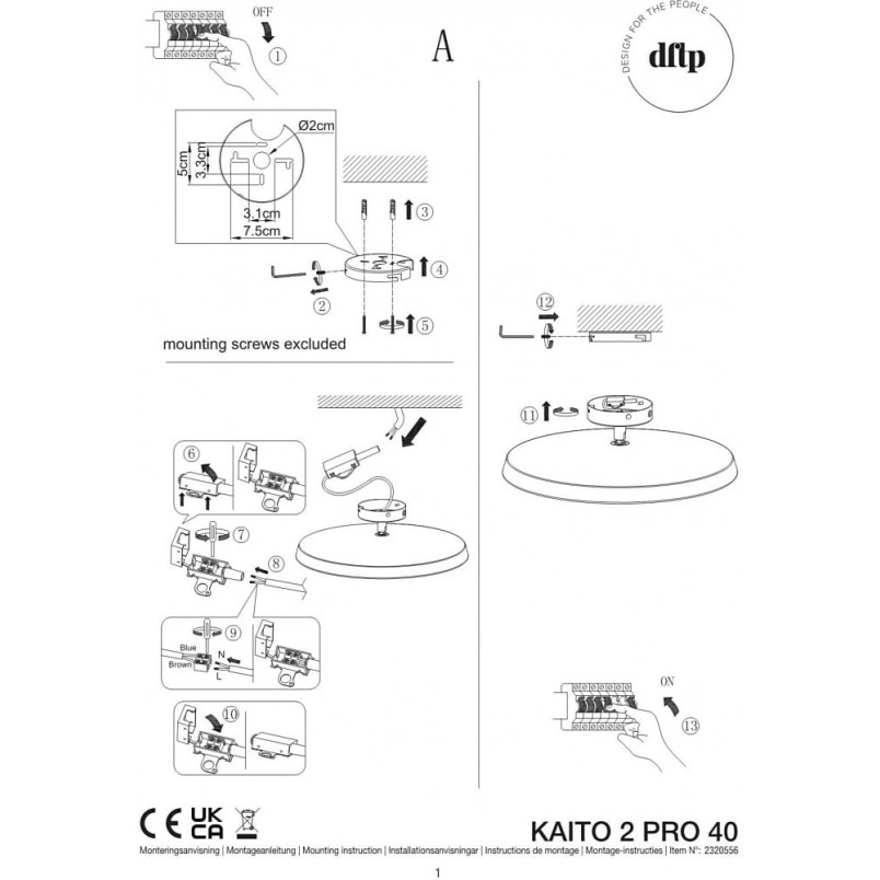 Plafon ściemniany regulowany Kaito Pro LED 40cm czarny DFTP