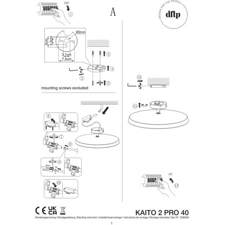 Plafon ściemniany regulowany Kaito Pro LED 40cm czarny DFTP