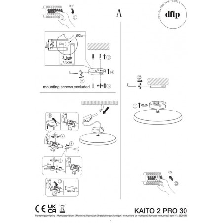 Plafon ściemniany regulowany Kaito Pro LED 30cm czarny DFTP