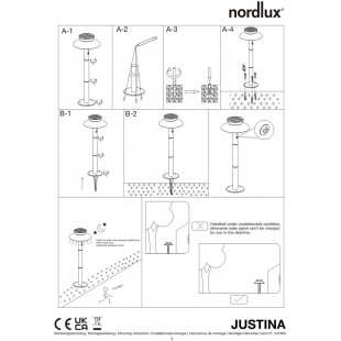 Lampa zewnętrzna solarna z czujnikiem ruchu Justina LED 60cm czarna Nordlux