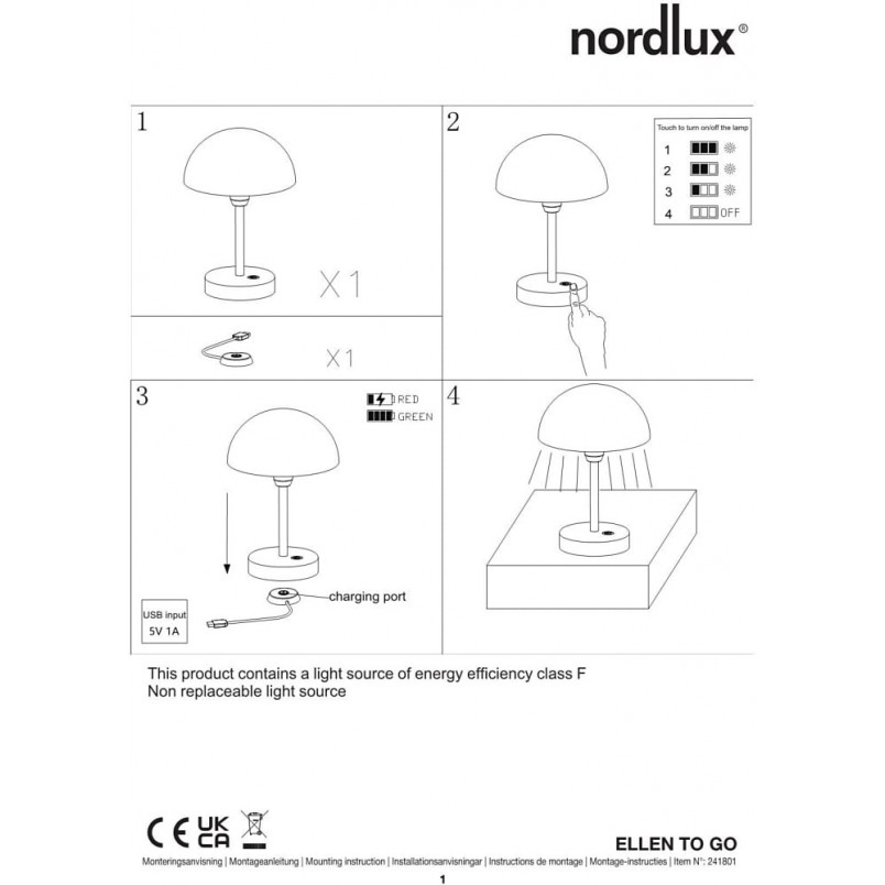 Lampka ogrodowa przenośna Ellen To-Go LED 3000K czana Nordlux