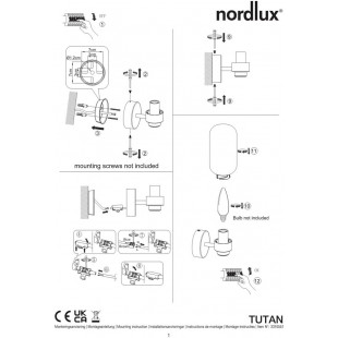 Kinkiet szklany łazienkowy Tutan przeźroczysty / mosiądz Nordlux