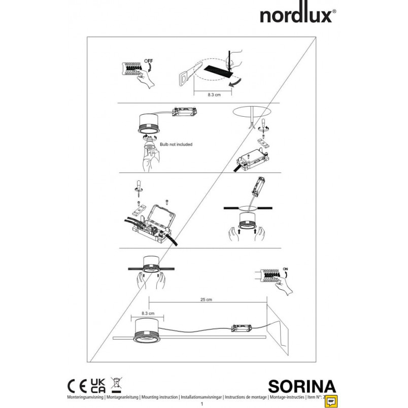 Lampa podtynkowa spot Sorina 7,8cm biała Nordlux